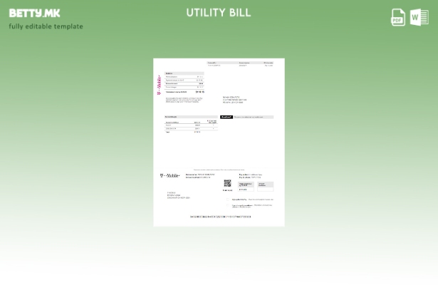 Модерен стил USA T Мобилен образец за сметки за комунални услуги